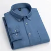 Męskie koszule Wysokiej jakości Bawełna Oxford Down Button kołnierz długie rękaw Slim Fit Men Solid