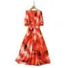 Xxl платье французское 2023 летние женские женские пузырьковые рукава Light Abstract Print Ruffle платье 110028