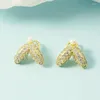 Hoop Earrings Shiny Rhinestone Fish Tail Cuff Imitation Pearl Aesthetic Fishtail Clip Earring Korean Earcilp Jewelry Accessories