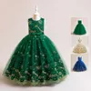 Lovely Green Blue Champagne Jewel Girl's Pageant Dresses Flower Girl Dresses Girl's Birthday/Party Dresses Girls Everyday kjolar Kids 'Wear SZ 2-10 D326191