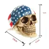 Skulpturer Ny harts amerikansk flaggskalle staty halloween skulptur hemmakontor skrivbord dekor leksak födelsedag present halloween fest dekoration