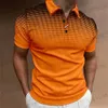 T-shirts pour hommes Polo de haute qualité pour hommes 2023 Nouvelles rayures courtes Slve T-shirts Casual Business Bouton Tops Ts Vêtements d'été pour garçons T240325