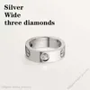 As Original designer logo engrave 6mm diamond LOVE Ring 18K Gold Silver Rose 750 Stainless Steel Rings Women men lovers wedding Jewelry