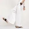 2023 Men Summer Thin Wide Leg Pants Men White Harajuku Streetwear Harem Pants Male Chinese Style HanFu Kgfu Skirt Trousers e1Sh#