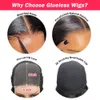 Glueless Wig 5x5 HDレース閉鎖ウィッグディープウェーブ人間の髪の漂白ノット6x5レースフロントウィッグ