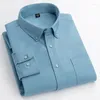 Męskie koszule Wysokiej jakości Bawełna Oxford Down Button kołnierz długie rękaw Slim Fit Men Solid