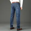 2023 Spring Summer Office Busin Jeans Men Classic Blue Cott Stretch Straight-leg Denim Pants Male Brand Trousers E9va#