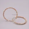 Hoop Huggie True 18K Rose Gold Earrings Womens trimmade pärlor yta 28mm ytterdiameter stor rund stämpel AU750 örhängen 240326