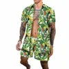 plage imprimé Hawaii Set hommes 2pcs chemise impression 3D lâche loisirs manches courtes plage shorts chemise vacances fi deux pièces ensemble U6c2 #