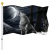 Accessoires Coole Wolf Vlag Fantasiedieren Levendige kleuren Dubbel gestikte vlaggen Banners met koperen doorvoertules College Dorm Outdoor Decoraties