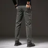 mingyu marca inverno caldo pile da uomo pantaloni casual elastico in vita classico fi nero grigio sottile spessore verde militare pantaloni cargo u6pw #