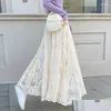 Skirts Women Long Lace Tle Skirt Spring Summer Autumn Fashion Casual Elastic Waist Flare Swing Maxi Beach Holiday Drop Delivery Appare Otzz4