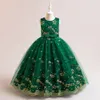 Lovely Green Blue Champagne Jewel Girl's Pageant Dresses Flower Girl Dresses Girl's Birthday/Party Dresses Girls Everyday kjolar Kids 'Wear SZ 2-10 D326191