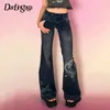 Darlingaga y2k grunge fairycore chic skinny basse monture jeans évasé femmes femmes vintage esthétique cardiaque imprimé pantalon denim botte de botte 240319