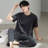 Modal Men's Homewear Pijamas O-cuello Manga corta LG Pantalón Suave Suave Elástico Cómodo Ropa de dormir Pijama Homme 5XL 4XL 3XL 71rt #