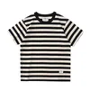 Retro Short Sleeved Ameka American Casual Crewneck Cott Striped T-shirt Men's Leggings X0TQ#