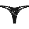 Vrouwen Wetlook Gstring Slipje Sexy Exotisch Ondergoed Bikini Lage Taille Zwart Hartvorm Gesp Lakleer Thongs Slips 240311