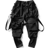 Punk Techwear Calças Cargo Bolsos Grandes Costelas Oversized Hip Hop Calças Pretas Corredores Streetwear Harajuku Calças Soltas Harem z1KY #