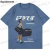 メンズTシャツ2023 TシャツStshwear Men Harajuku日本の女の子ポスターグラフィックTシャツショートカジュアルヒップホップルーズTシャツコットントップT240325