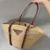 10A Premium Quality Woven Lafite+Leather Shoulder Strap Handbag Women's Shoulder Shopping Bag Tote Bags