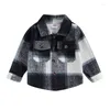 Jaquetas crianças casaco de lã xadrez jaqueta de pelúcia zíper completo outwear criança outono roupas de inverno