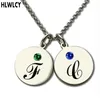 Pendant Necklaces Women Sterling Silver 925 Necklace Custome Letter Initial Couple Chain Disc Pendants Birthstone Jewelry For Lover