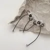 Boucles d'oreilles pendantes en métal, cœur de pêche, aiguille en argent, nœud à la mode, amour pour dames, bijoux irréguliers