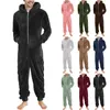 Hommes hiver chaud Teddy polaire point Onesie moelleux vêtements de nuit une pièce sommeil salon pyjama combinaisons à capuche Onesies pour hommes adultes S9o5 #