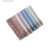 Mouchoirs Bandanas Durag 1 morceau de foulard à poignée colorée foulard en coton brodé pour femme poche foulard Hank blanc rose bleu 2023 vente en gros Y240326