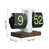 Relógios de mesa Digital Flip Clock 12h Single Sided Grande Números Automático Retro Base de Madeira Mecânica para Decorações de Sala de estar
