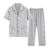 Letni jesień męski bawełna piżama tyłek klapy śpiąca prosta piżama zestawy pajamu swobodne snu PaJamas 3xl 4xl Mężczyzna Pijama T5YC#