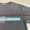 T-shirts pour hommes lavés chemise vintage hommes femmes abstrait ceinture lumineuse imprimé hauts tee