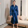 Pyjama pour hommes printemps et automne style mince pyjama surdimensionné pyjamas à manches LG peignoirs en soie glacée vêtements de maison été T78H #
