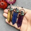 Naszyjniki wiszące naturalny kamień szlachetny płaski punkt uzdrawianie kryształowy urok ametystu agat turkusowy opal 7 czakra biżuteria kamienna