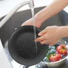 Тарелки 4 шт. Черная пластиковая тарелка Круглая посуда с плоским дном Готическая посуда Набор для сервировки кухни