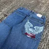 Y2K Hip Hop Baggy Jeans JNCO Harajuku Eagle Geborduurde vintage Denim Broek Streetwear Nieuwe mannen vrouwen Goth Casual wijde pijpen jeans b70X #