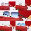 Fashion unisex Classic Rimless Optical Frameless Rectangle Solglasögon glasöglasser Skuggning av glasögonglasögon Guldmetall Träben utomhus cykling rese glasögon c1