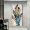 Große goldene Feder Poster Wand Kunst Bild für Wohnzimmer Leinwand Malerei abstrakte Eingang Home Dekoration moderne Drucke