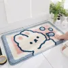 Mats Cute Cartoon Bath Mat High Quality Flocked Microfiber Bathroom Rug Quick Dry Nonslip Water Absorbent Foot Mat Bath Carpet