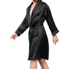 мужской атласный халат с поясом для взрослых контрастного цвета с рукавами Lg и v-образным вырезом ночной халат с карманами L4Z6 #