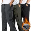 Calças soltas quentes masculinas Fi Cargo Pants Winter Plush Work Wear New In Large Size 3xl Casual Escalada Corredores Sweatpants d3Ci #