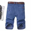 Sommermarke dünne Bermuda Maskulina Cott Jeans Jeans Männer Knie Länge weiche Ropa Hombre Shorts Y5pv#