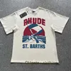 Tasarımcı Moda Giyim Tees Rhude Windsurf Yelken Vintage İngilizce Baskılı Sokak Kısa Kollu Tişört Street Giyim Hip Hop Spor Giyim Toptan Halya Qiop