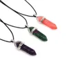 Pendant Necklaces Natural Stone Hexagonal Column Quartz Pendant Necklaces Healing Crystal Amethyst Lapis Lazuli Fashion Gem Jewelry Gift WholesaleC24326