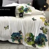 Sängkläder sätter 1000TC egyptiska bomullsblommor broderi Set lyxig kinesisk bläck målning stil täcke täcke lakan kuddar