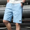 Sommershorts Männer lässige weiße Feste Farbe Elastizier Taille Bermudas Männlich 2024 Trendshosen reines Cott L27Z#