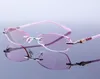 サングラスエレガントな女性リムレスリーディンググラスラインストーンフレームピンクの眼鏡ハイペルオピアフレームレス視神経系EY3073375