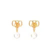 Boucles d'oreilles Designer pour femmes Stud coeur forme perle cristal or Double V lettre S Sier bijoux classique 1594123