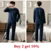 Pyjamas Casual Home Taille Cott Hommes Hiver Automne Vêtements de nuit 4XL Patchwork Loose Wear rayé Fi Set Vêtements Costume Plus B9rx #