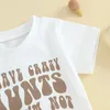 Kledingsets Baby Boy Girl Tante Outfit Zomer 2 stuks Neef Bijpassende outfits Letter Print Korte mouw T-shirt Effen shorts